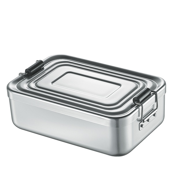 KUCHENPROFI Alice Połysk Duży srebrny – lunch box aluminiowy z separatorem