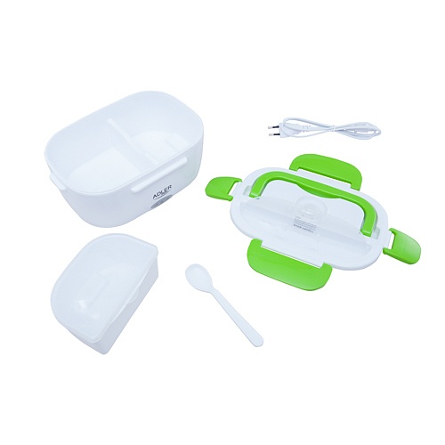 ADLER Heating 1,1 l zielony - lunch box plastikowy elektryczny z łyżeczką