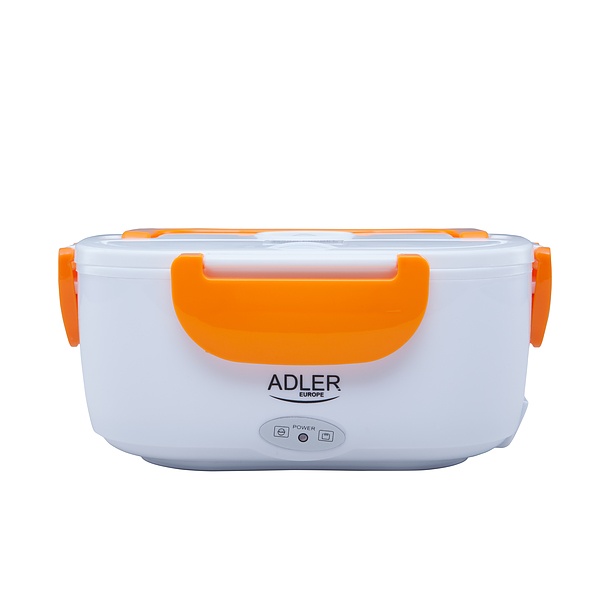 ADLER Heating 1,1 l pomarańczowy - lunch box elektryczny plastikowy dwukomorowy z łyżką