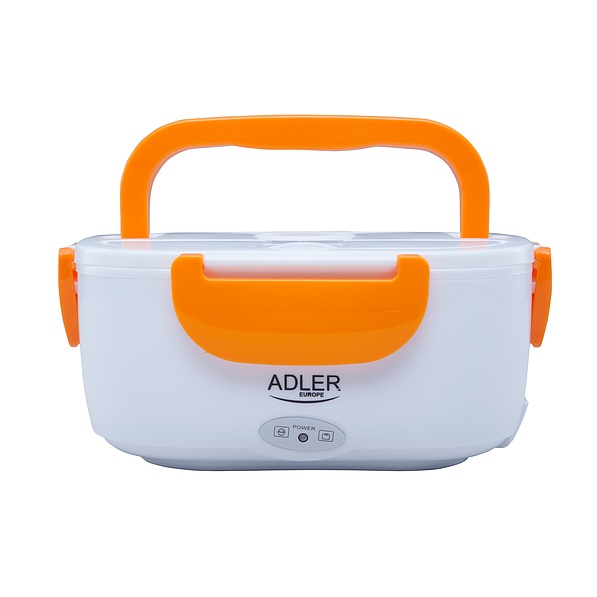 ADLER Heating 1,1 l pomarańczowy - lunch box elektryczny plastikowy dwukomorowy z łyżką