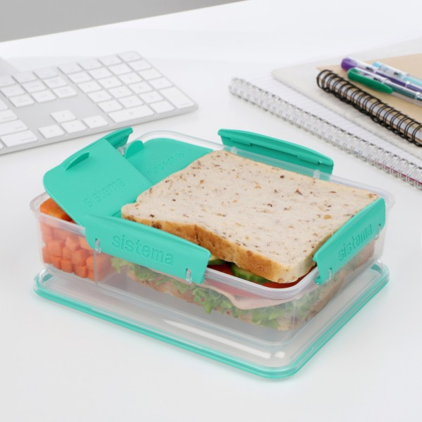 Lunch box plastikowy dwukomorowy SISTEMA LUNCH BOX TO GO SNACK ATTACK DUO MIX KOLORÓW 1 l