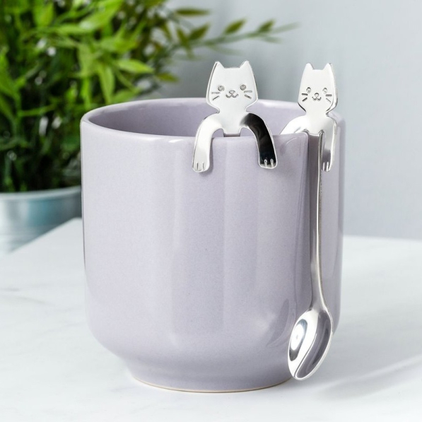 Łyżeczki do herbaty koty ze stali nierdzewnej 2 szt.