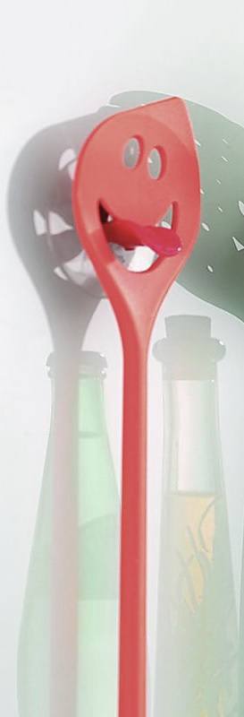 KOZIOL Olivier czerwona 31 cm - łyżka cedzakowa / szumówka plastikowa