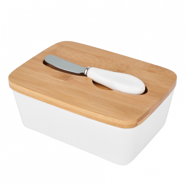 Maselniczka ceramiczna z nożem do masła COLOR BOX BIAŁA