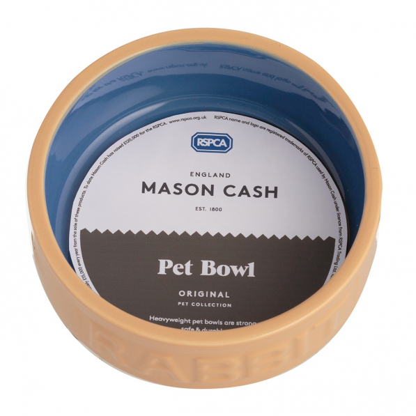MASON CASH PetWare Rabbit 13 cm beżowo - niebieska - miska dla królika kamionkowa