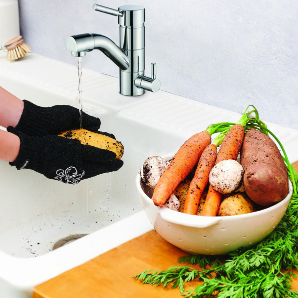 MASTRAD Veggie czarne - rękawice do mycia warzyw nylonowe