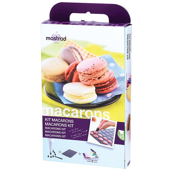 MASTRAD Macarons brązowa 40 x 30 cm - mata do makaroników silikonowa z akcesoriami