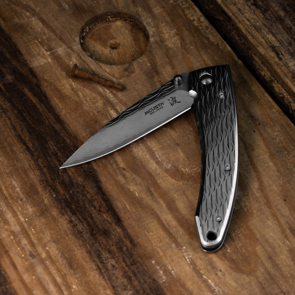 MCUSTA Nami Damascus 8,5 cm - japoński nóż survivalowy składany ze stali damasceńskiej