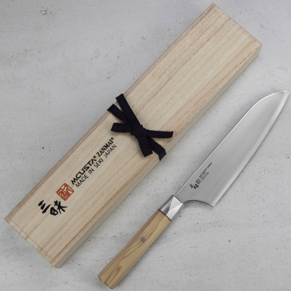 MCUSTA Zanmai Beyond Aogami Super 18 cm - nóż japoński Santoku ze stali węglowej