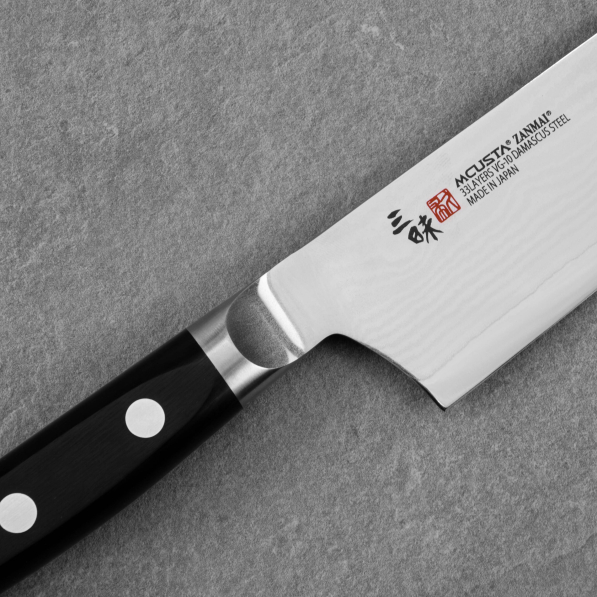 MCUSTA Zanmai Classic Damascus Pakka 18 cm - nóż japoński Santoku ze stali damasceńskiej