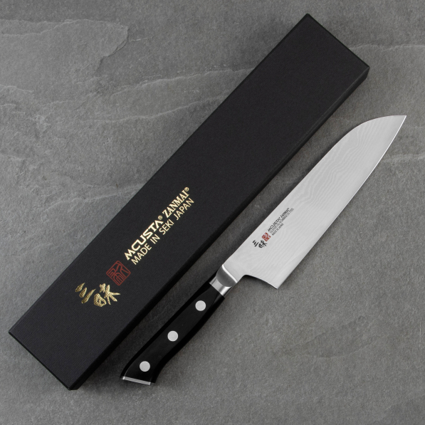 MCUSTA Zanmai Classic Damascus Pakka 18 cm - nóż japoński Santoku ze stali damasceńskiej