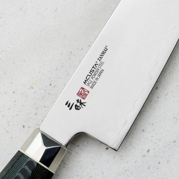 MCUSTA Zanmai Green Revolution 15 cm - nóż japoński Santoku ze stali nierdzewnej