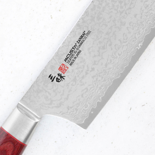 MCUSTA Zanmai Pro Flame 16,5 cm - nóż japoński Nakiri do warzyw ze stali damasceńskiej