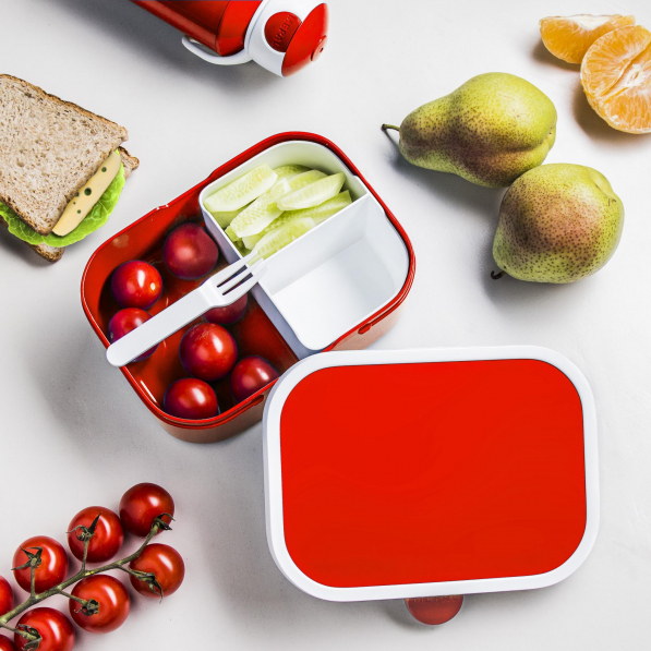 MEPAL Campus 0,75 l czerwona - śniadaniówka / pojemnik na kanapki plastikowy z widelcem