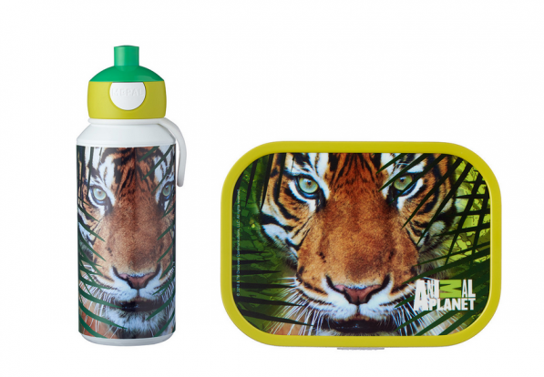 MEPAL Campus Animal Planet Tiger zielony - lunch box / śniadaniówka plastikowa z bidonem