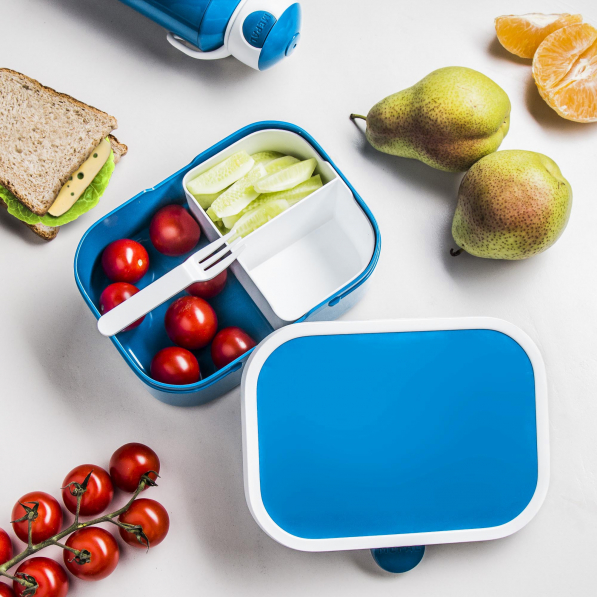 MEPAL Campus niebieski 0,75 l - śniadaniówka / pojemnik na kanapki plastikowy z widelcem