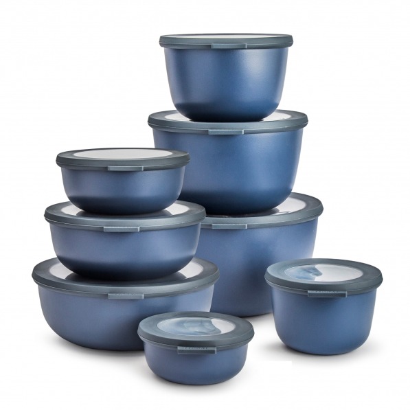 MEPAL Cirqula Nordic Denim 8 szt. granatowe - miski kuchenne plastikowe z pokrywkami