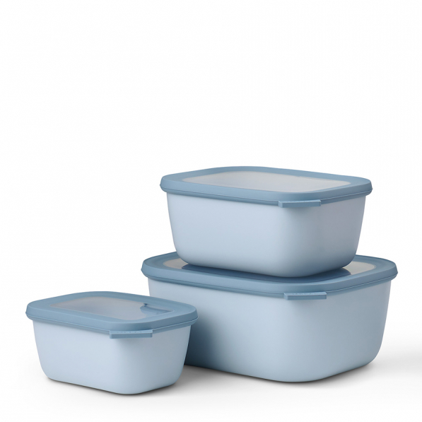 MEPAL Cirqula Oblong Nordic Blue II 6 el. niebieskie - miski kuchenne plastikowe z pokrywkami