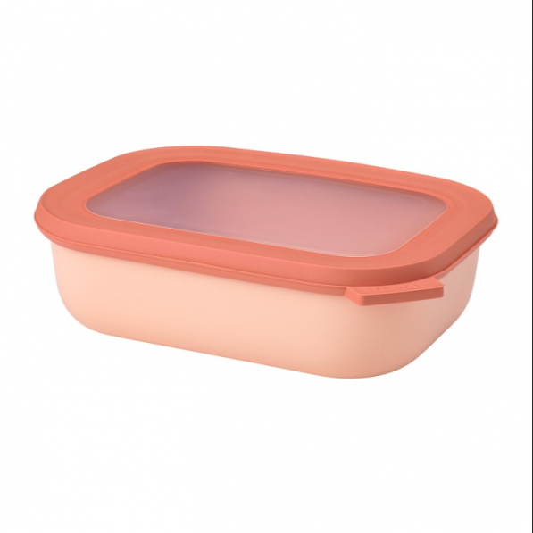 MEPAL Cirqula Oblong Nordic Blush 3 szt. brzoskwiniowe - miski kuchenne plastikowe z pokrywkami