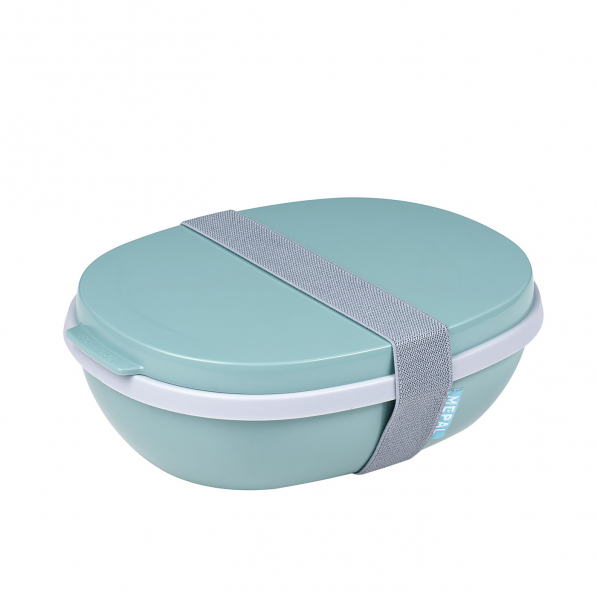 MEPAL Duo Nordic Green 1,4 l turkusowy - lunch box plastikowy dwukomorowy z pojemnikiem na sos