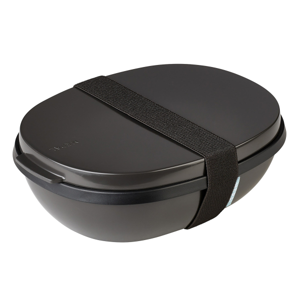 MEPAL Ellipse Duo Nordic Black 1,4 l - lunch box / śniadaniówka plastikowa dwukomorowa z pojemnikiem na sos