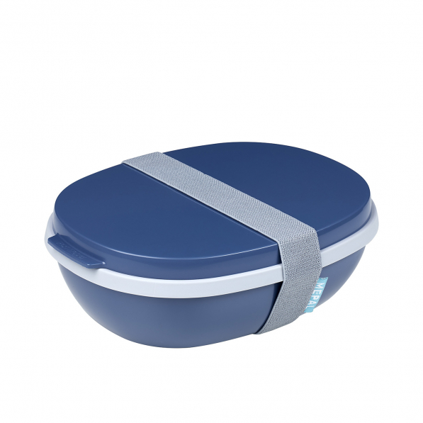 MEPAL Ellipse Duo Nordic Denim 1,4 l granatowy - lunch box plastikowy dwukomorowy z pojemnikiem na sos