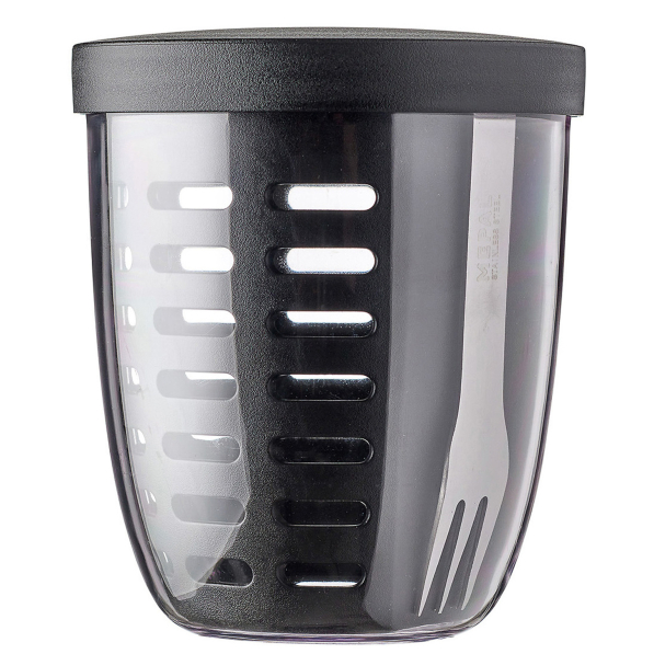 MEPAL Ellipse Fruit & Veggie Pot Nordic Black 0,6 l - pojemnik na owoce i warzywa plastikowy z widelczykiem