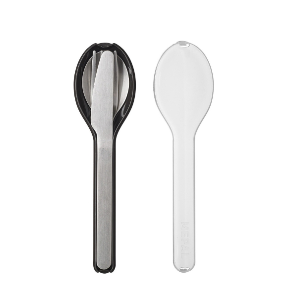 MEPAL Ellipse Nordic Black 3 szt. - komplet sztućców na 1 osobę ze stali nierdzewnej w etui