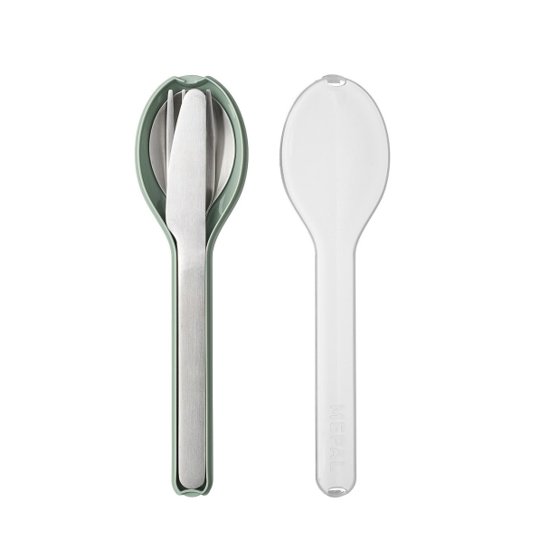 MEPAL Ellipse Nordic Sage 3 szt. - komplet sztućców na 1 osobę ze stali nierdzewnej w etui