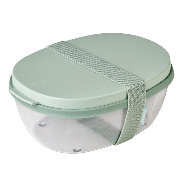 MEPAL Ellipse Saladbox Nordic Sage 1,9 l - lunch box / śniadaniówka dwukomorowa z pojemnikiem na sos