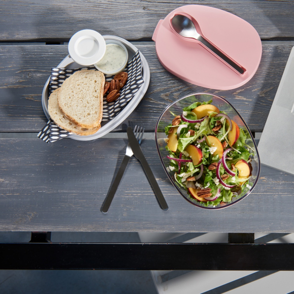 MEPAL Ellipse Saladbox Nordic White 1,9 l biały - lunch box plastikowy dwukomorowy z pojemnikiem na sos