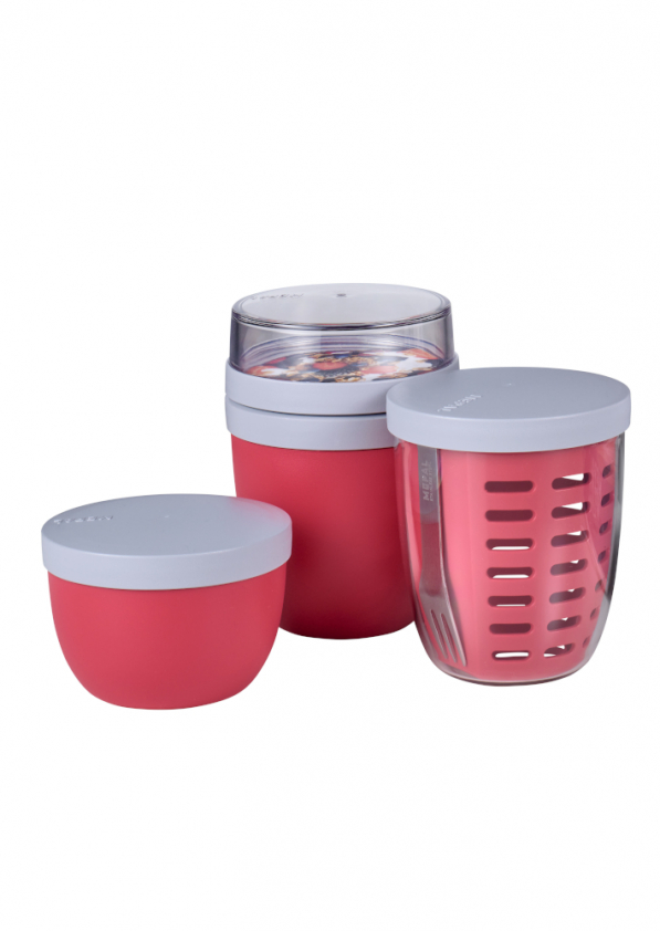 MEPAL Ellipse Set Nordic Red 3 szt. czerwone - lunch box'y z widelcem plastikowe
