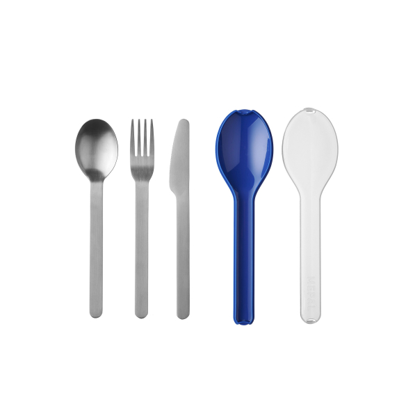 MEPAL Ellipse Vivid Blue 3 szt. - komplet sztućców na 1 osobę ze stali nierdzewnej w etui