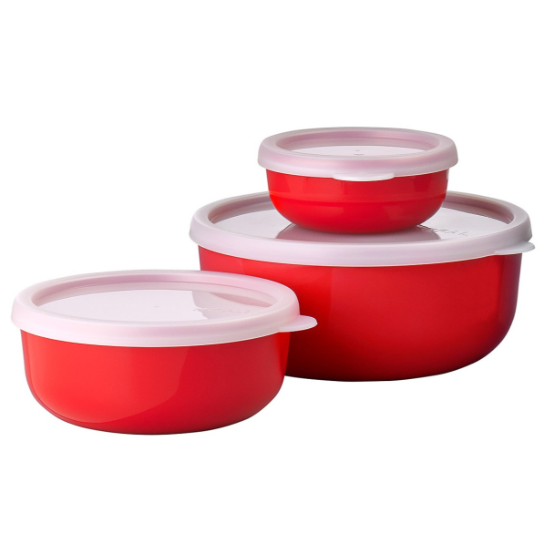 MEPAL Lumina Nordic Red 3 szt. - miski kuchenne z pokrywkami
