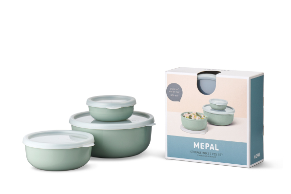 MEPAL Lumina Nordic Sage 3 szt. - miski kuchenne z pokrywkami