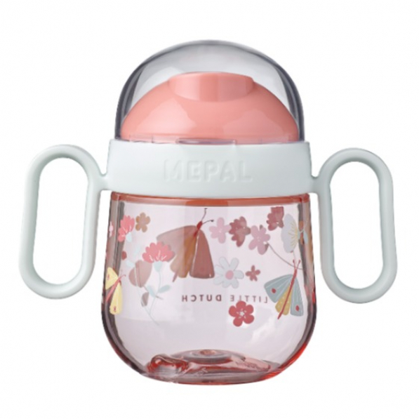 MEPAL Mio Flowers And Butterflies 200 ml różowy - kubek niekapek dla dzieci plastikowy z ustnikiem