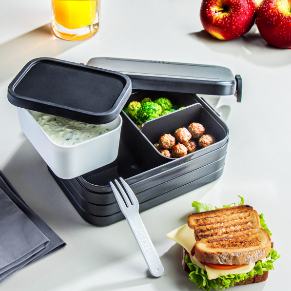 MEPAL Take a Break 0,9 l - lunch box / śniadaniówka plastikowa z dwoma pojemnikami i widelcem