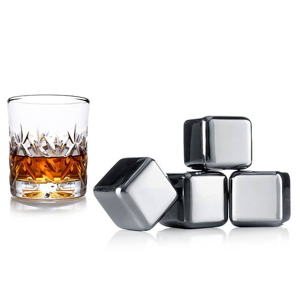 VACU VIN Alco 4 szt. - kostki do whisky i drinków wielokrotnego użytku metalowe