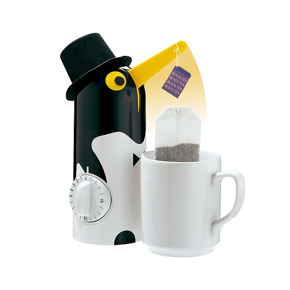 KUCHENPROFI Tea Boy Pingwin czarny – minutnik do parzenia herbaty plastikowy