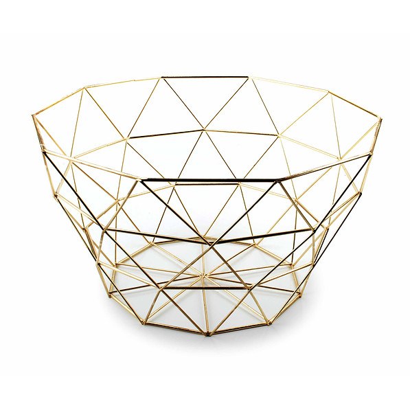 Kosz na owoce druciany metalowy CEDRIC GEOMETRIC ZŁOTA 34,5 x 32,3 cm