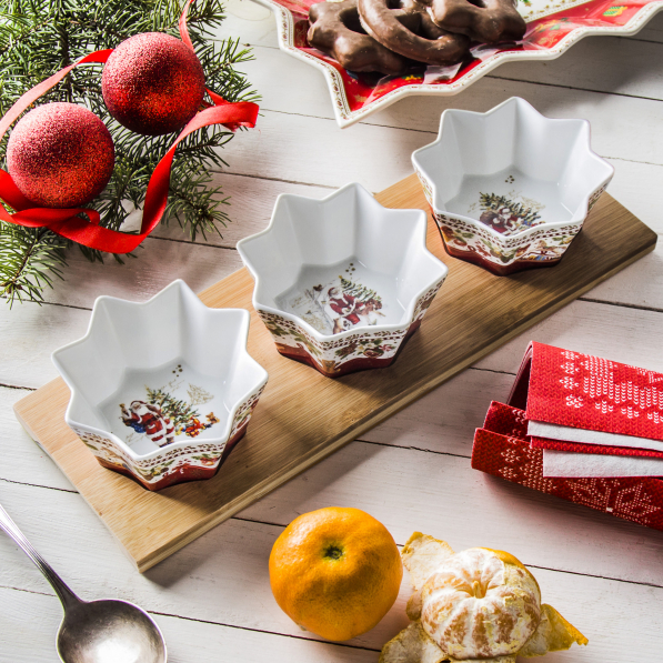 Miseczki do dipów i na przekąski porcelanowe na podstawce EASY LIFE CHRISTMAS MEMORIES 3 szt.