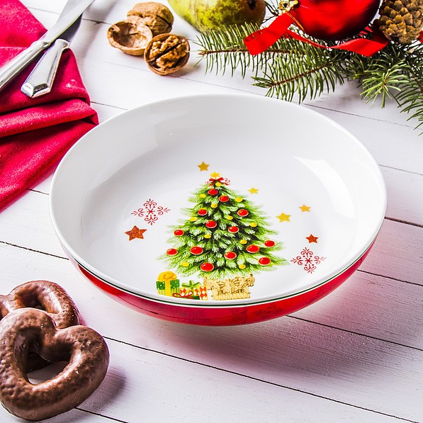 Miseczka / Salaterka świąteczna porcelanowa MERRY CHRISTMAS BIAŁA 1 l