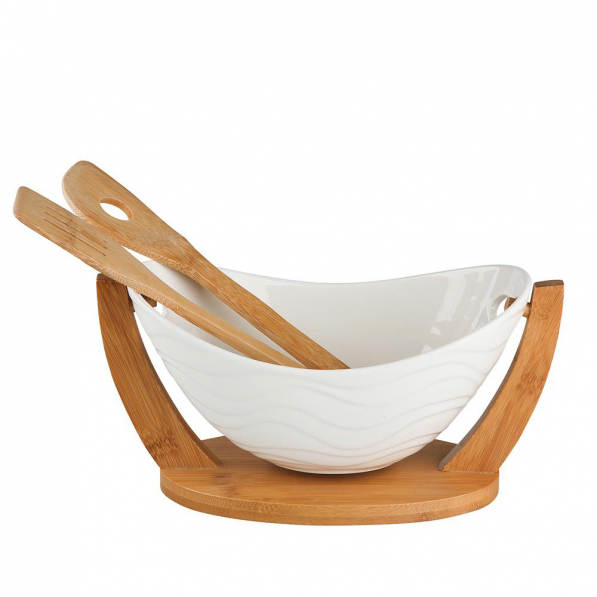 Miska / Salaterka porcelanowa z łyżkami do sałatki SALAD BOWL REGULAR