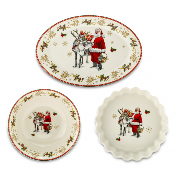 Miska kuchenna porcelanowa z formą do pieczenia tarty i półmiskiem MAGIC CHRISTMAS 3 el.