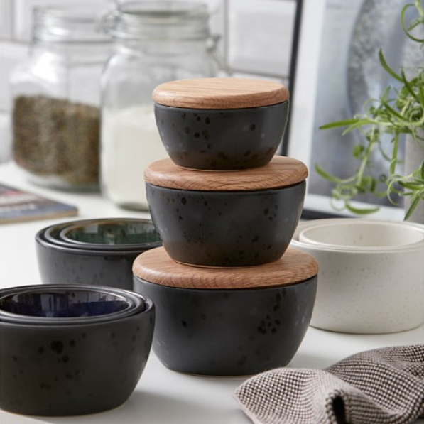 Miski / Salaterki kamionkowe z pokrywkami BITZ STONEWARE 3 szt.