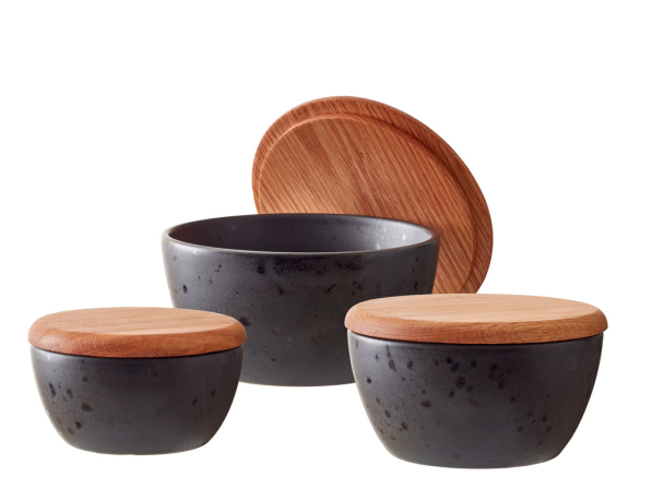 Miski / Salaterki kamionkowe z pokrywkami BITZ STONEWARE 3 szt.