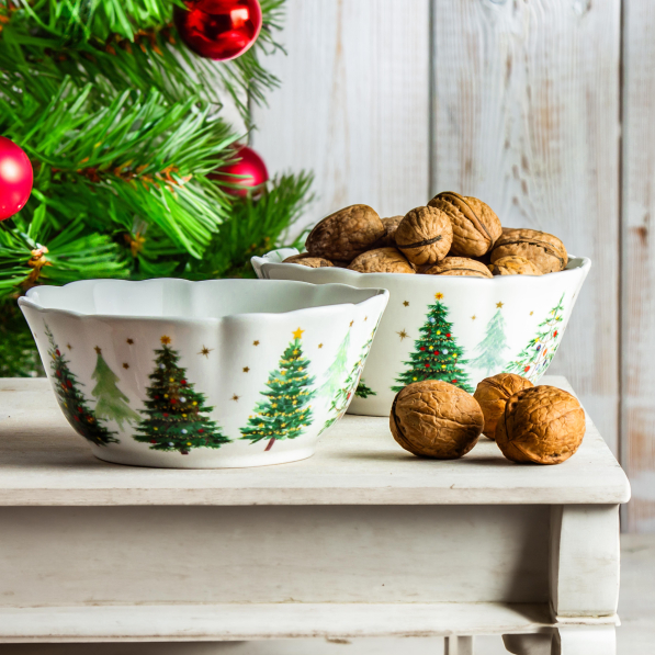 Miski / Salaterki świąteczne porcelanowe EASY LIFE FESTIVE TREES 14 cm 2 szt.