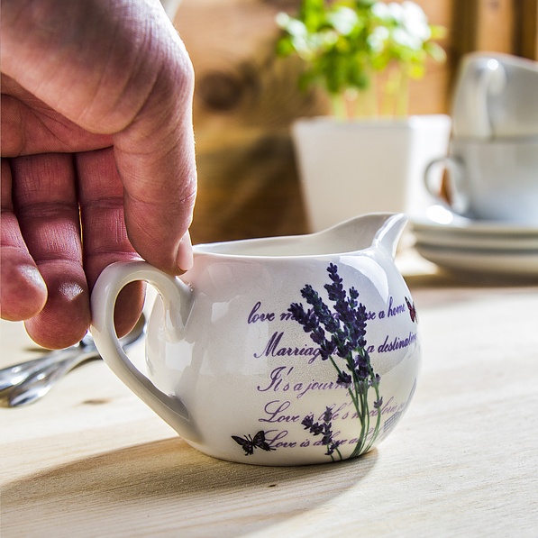 Mlecznik / Dzbanek do mleka porcelanowy LEVENDER BIAŁY 230 ml