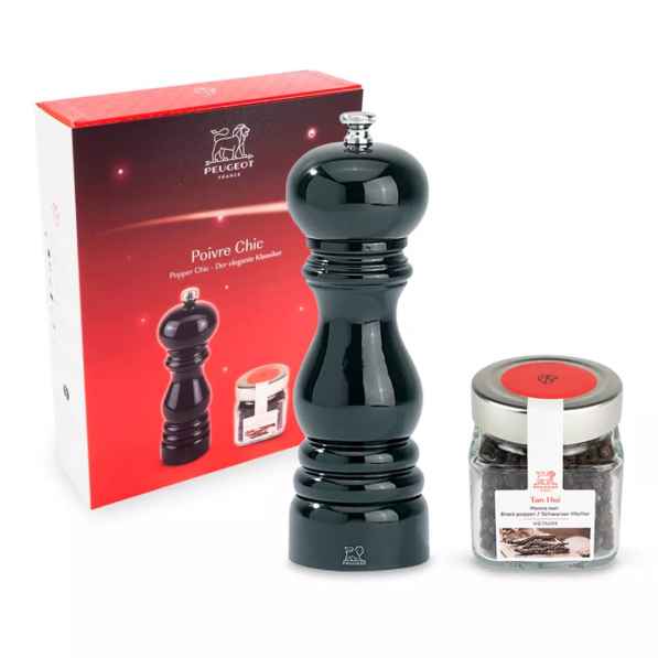 PEUGEOT Paris 18 cm - młynek do pieprzu drewniany ręczny z pieprzem Tan Hoi