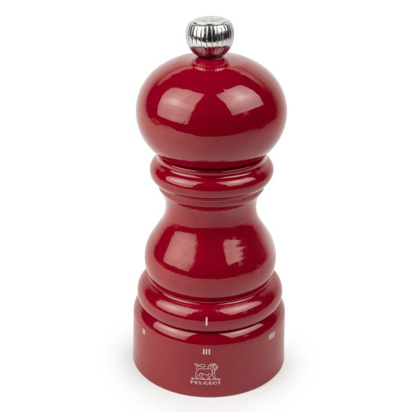 PEUGEOT Paris Lacquer Red Passion 12 cm ciemnoczerwony - młynek do soli drewniany ręczny